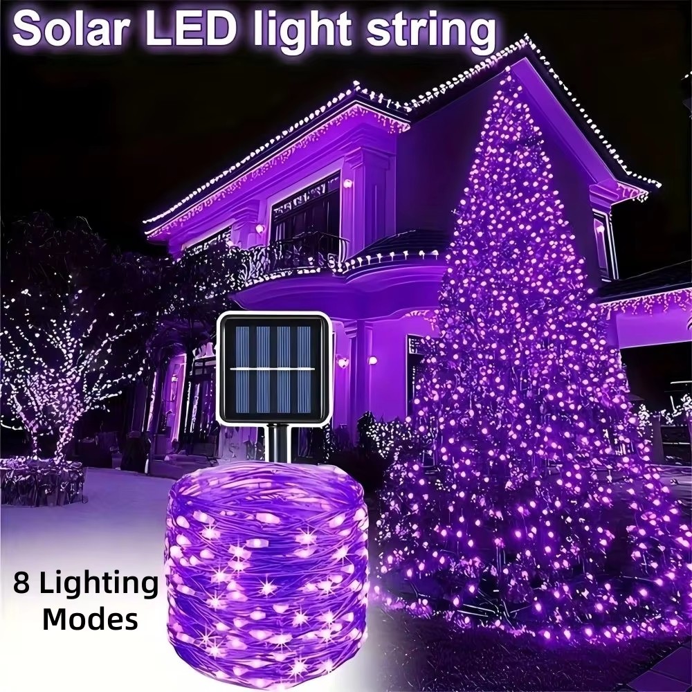 Halloween Led String Lights Orange - 1/2PC12M100LED Halloween Decoratie Solar LED Koperdraad