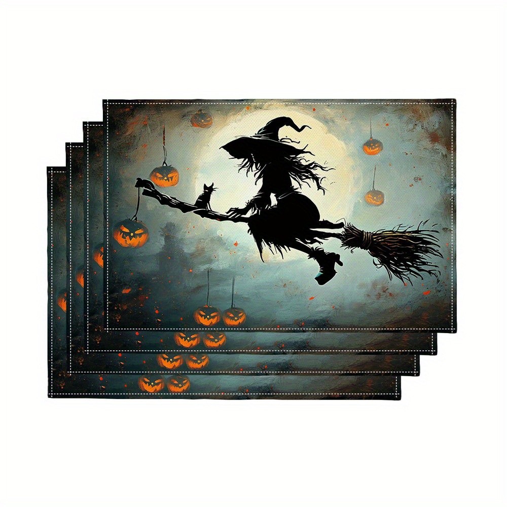 Pumpkin Lantern Halloween - Set van 4 griezelige Halloween-placemats met